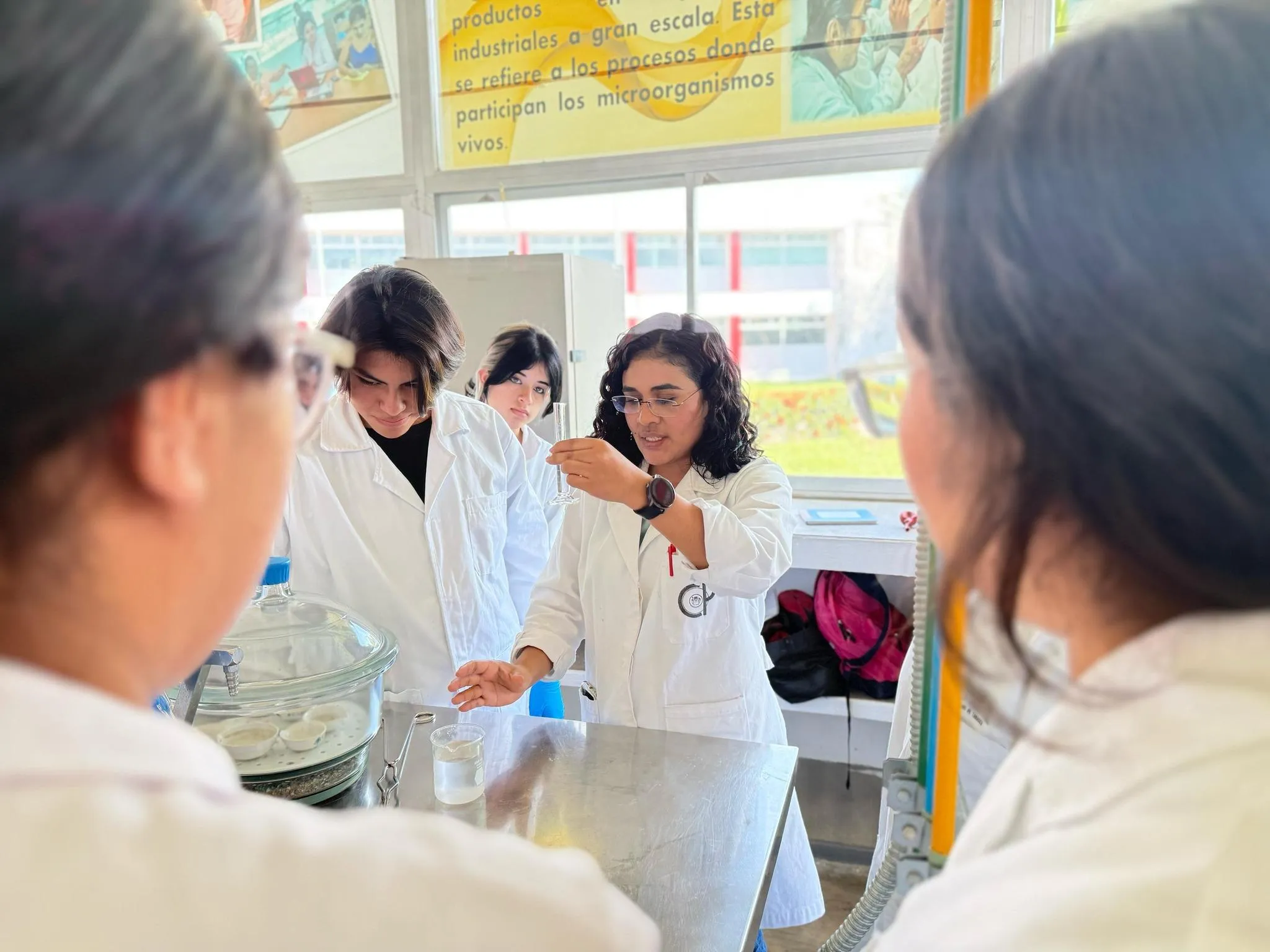 Maestra enseñando a sus alumnos